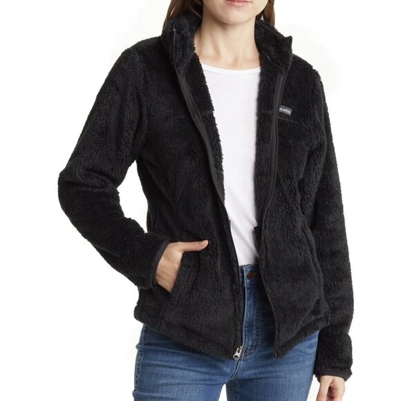 Columbia Cloudy Day Fleece Jacket Black Sherpa Medium - Picture 1 of 10